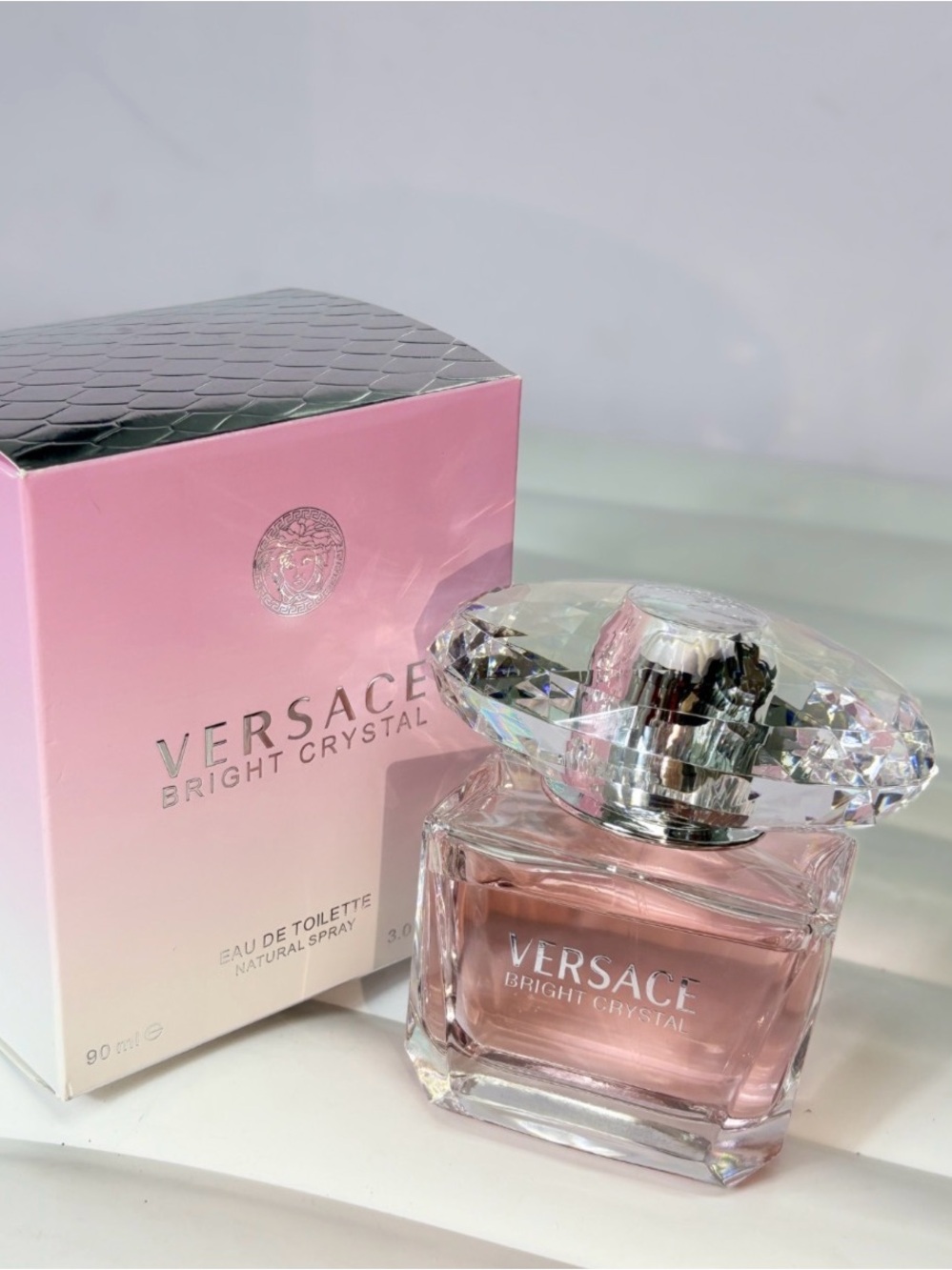 Versace Bright Crystal Pink Glass Perfume Bottle - Picture 3 of 3